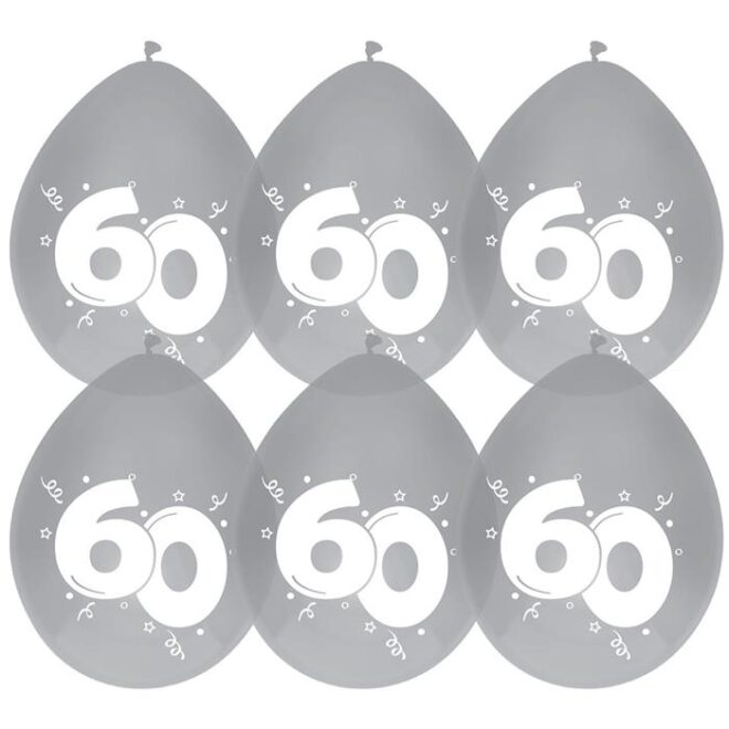 '60' jaar diamanten latex ballonnen (30cm) - 6 stuks