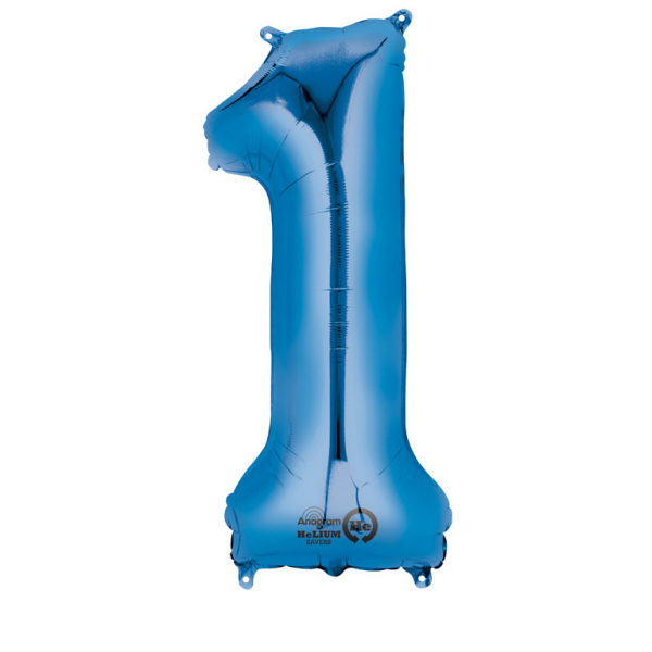 Grote folie ballon cijfer 1 (86cm) - Blauw