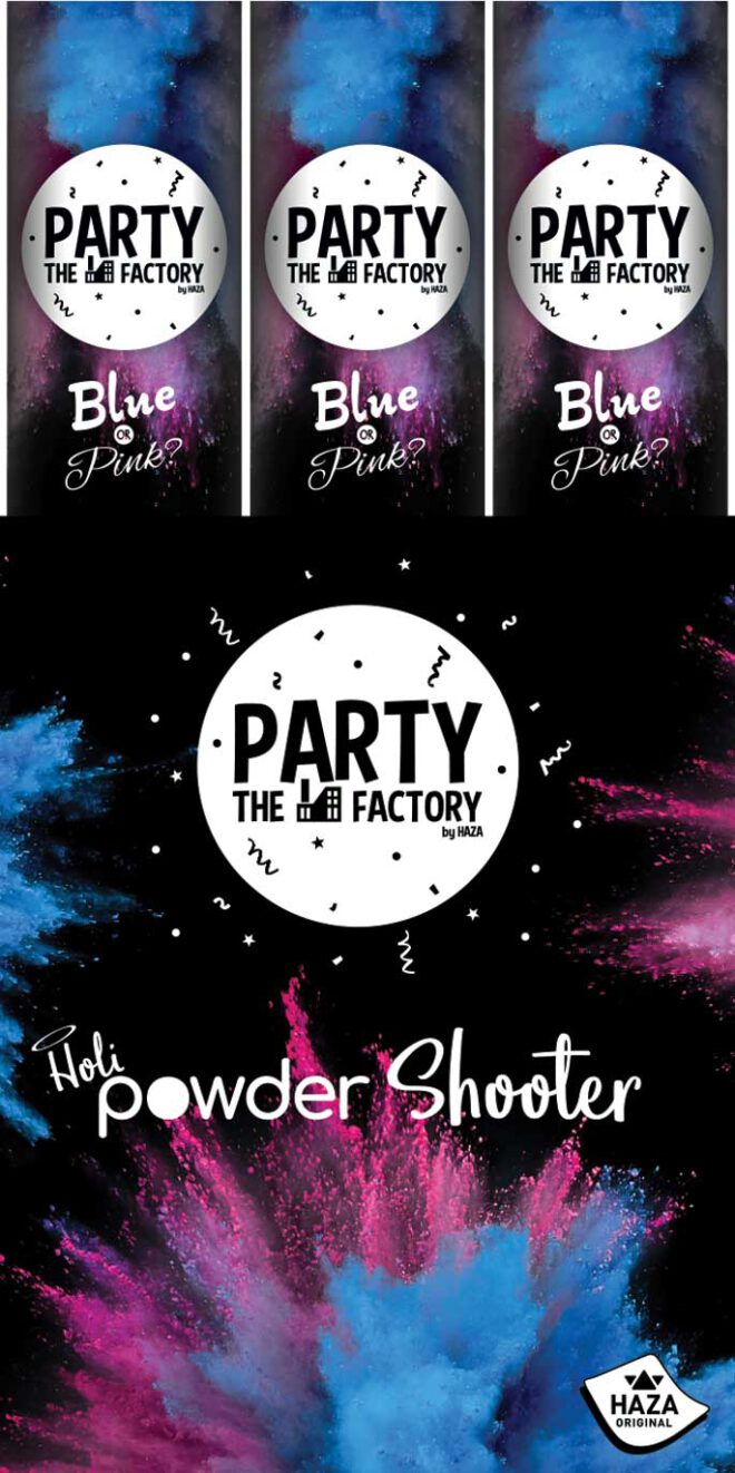 Gender Reveal holi poeder shooter (30cm) - blauw