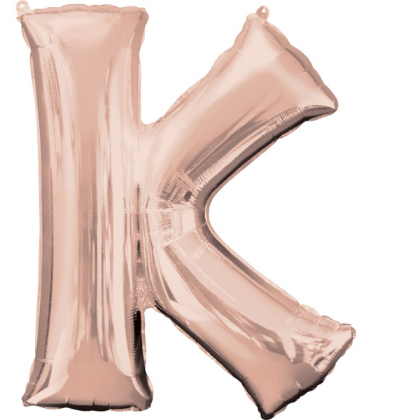 Grote folie ballon letter K - Rosé Goud