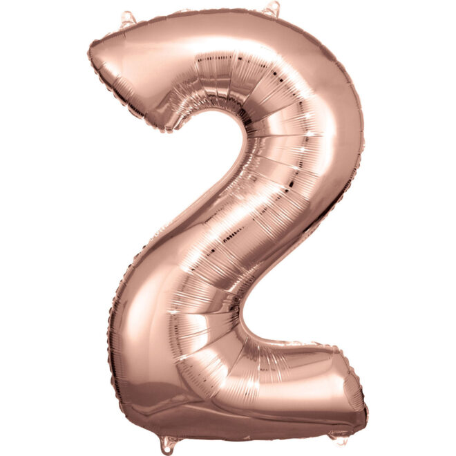 Grote folie ballon cijfer 2 (86cm) - Rosé goud