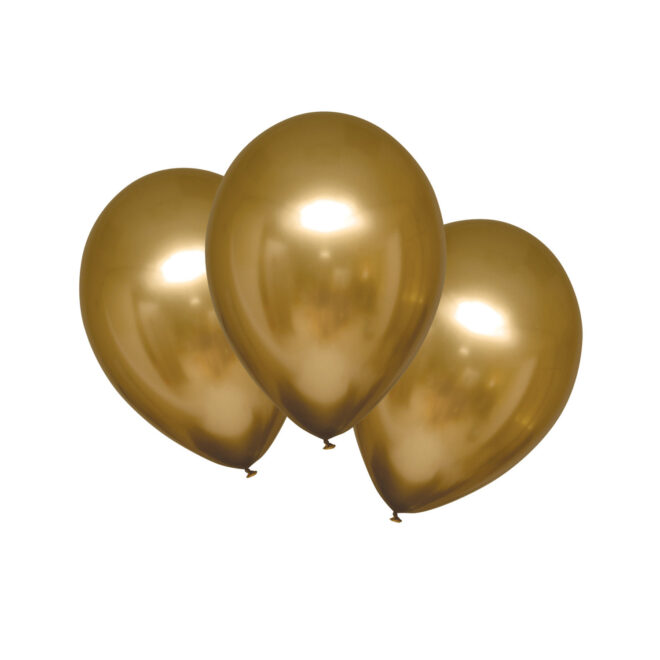 Latex ballonnen chrome goud (28cm) - 6 stuks
