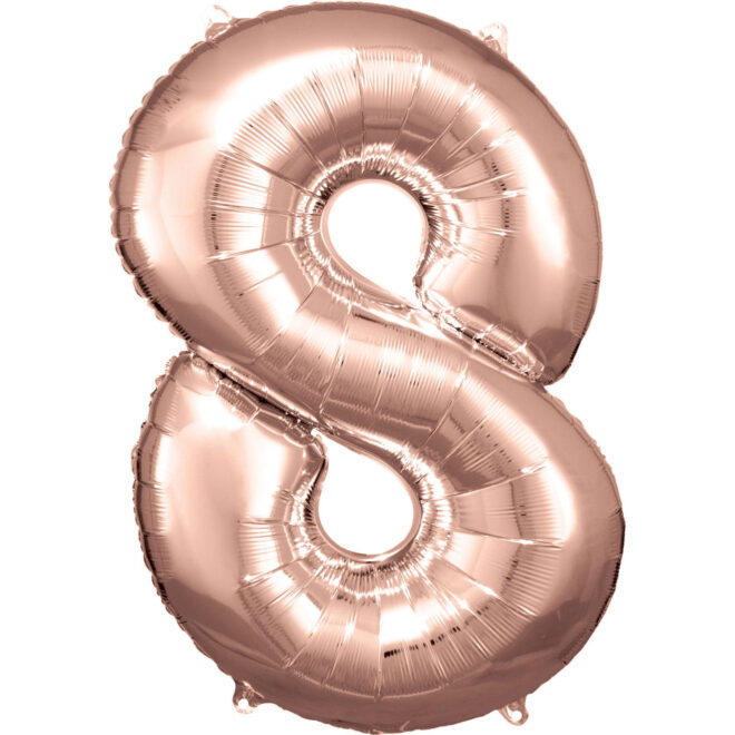 Grote folie ballon cijfer 8 (86cm) - Rosé goud