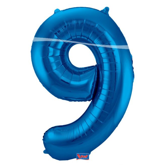 Grote folie ballon cijfer 9 - Blauw