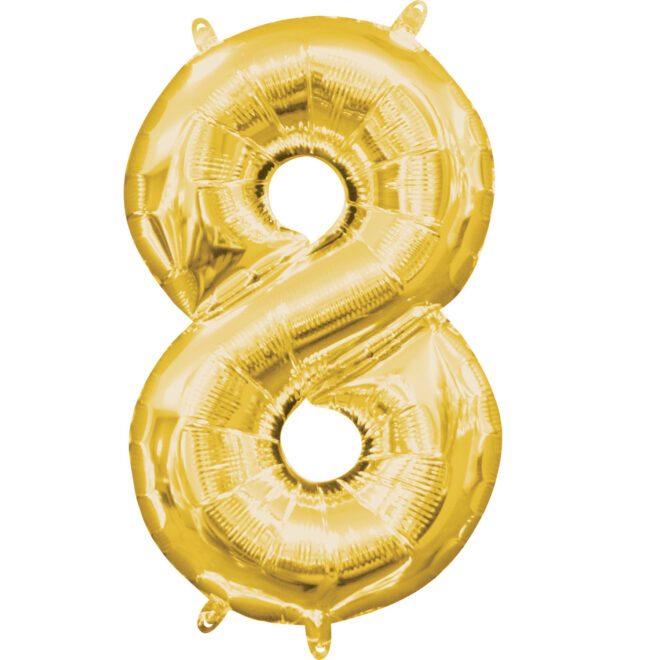 Mini folie ballon cijfer 8 (35cm) - goud
