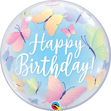 Bubble ballon Happy Birthday vlinders
