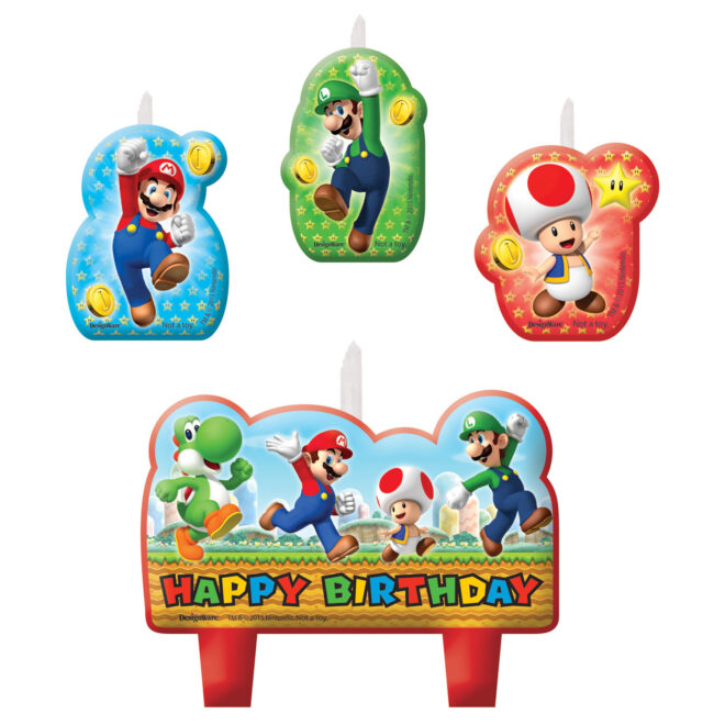 Super Mario mini-figuur kaarsjes - 4 stuks