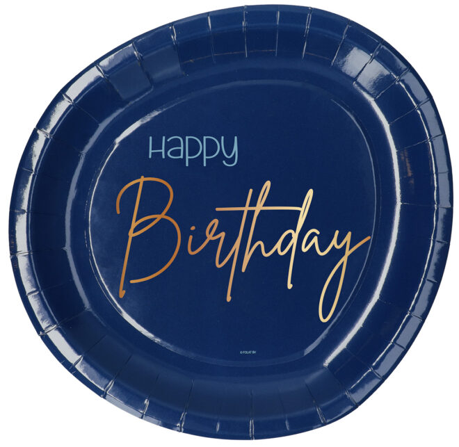 Elegant True Blue borden (23cm) - Happy Birthday