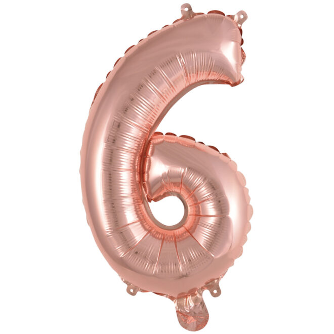 Mini folie ballon cijfer 6 (35cm) - rosé goud