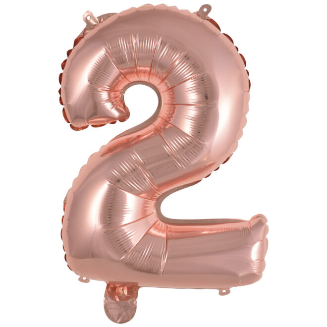 Mini folie ballon cijfer 2 (35cm) - rosé goud