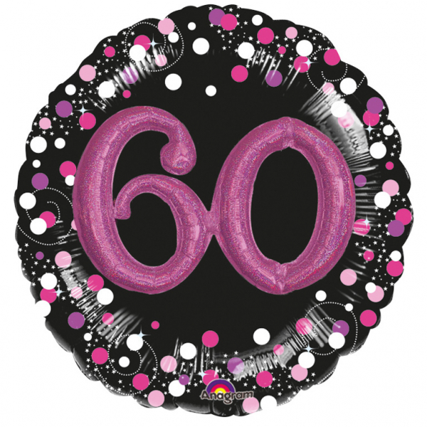 Grote roze sparkling folieballon - 60 jaar