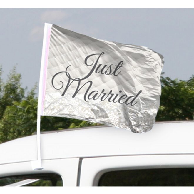 Autovlag Just Married, leuk als versiering voor de trouwauto!