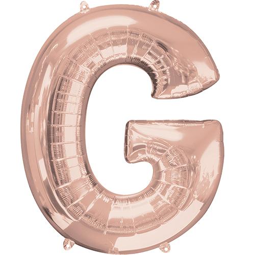 Grote folie ballon letter G - Rosé Goud