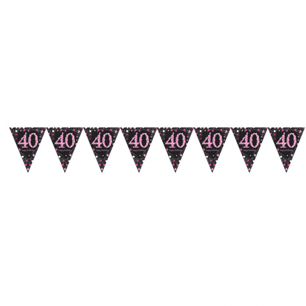 Roze sparkling vlaggenlijn (4m) - 40 jaar