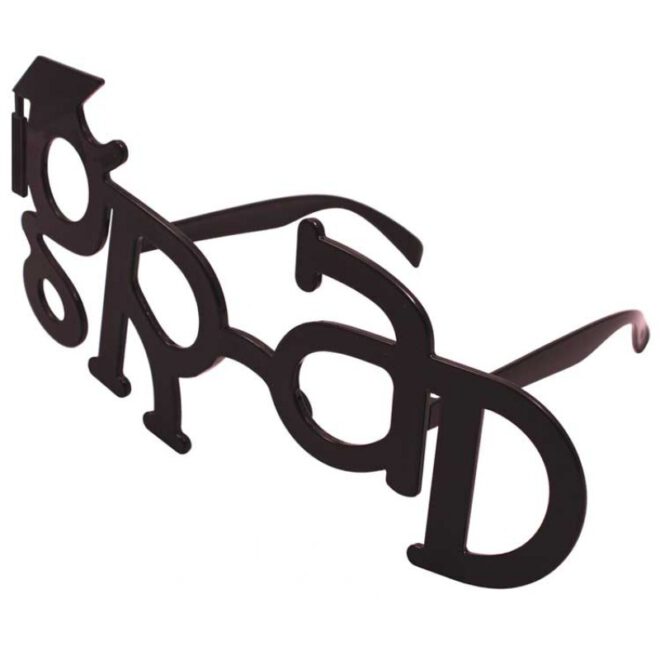 Zwarte geslaagd bril 'Grad' met klein doctoraalhoedje op de G.