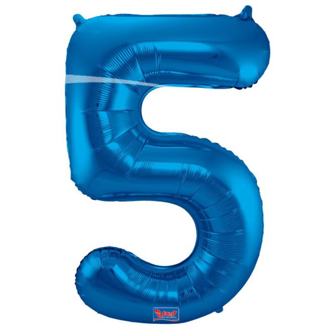 Grote folie ballon cijfer 5 - Blauw