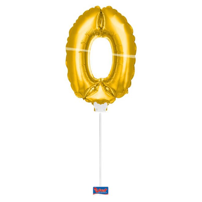 Mini folieballon cijfer 0 (36cm) - goud