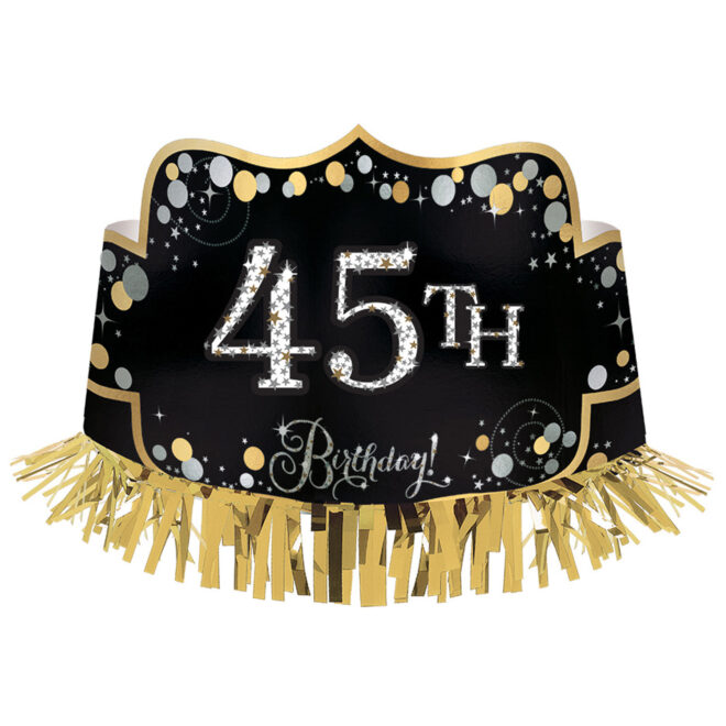 Kroontje sparkling goud met stickers - Foil Crown Sparkling Gold Celebrations with Add Any Age Stickers
