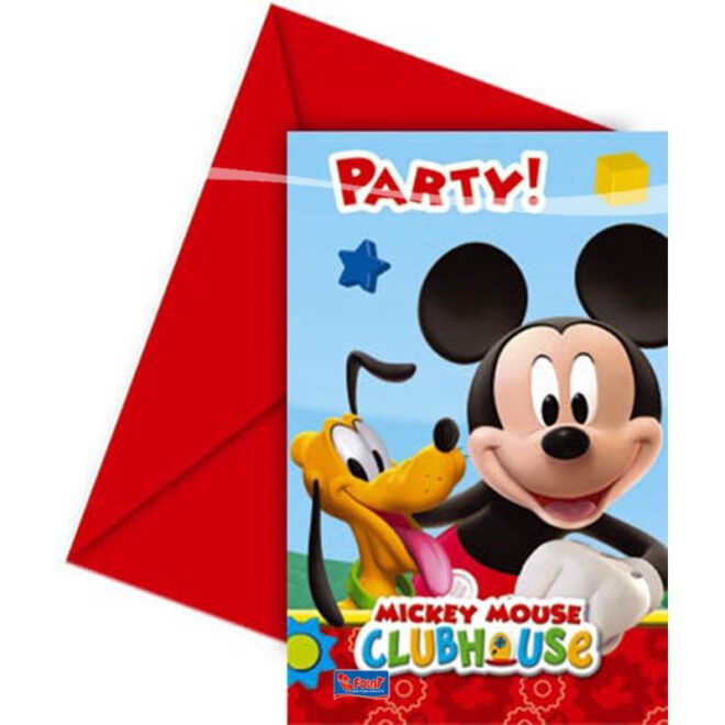Mickey Mouse uitnodigingen - 6 stuks