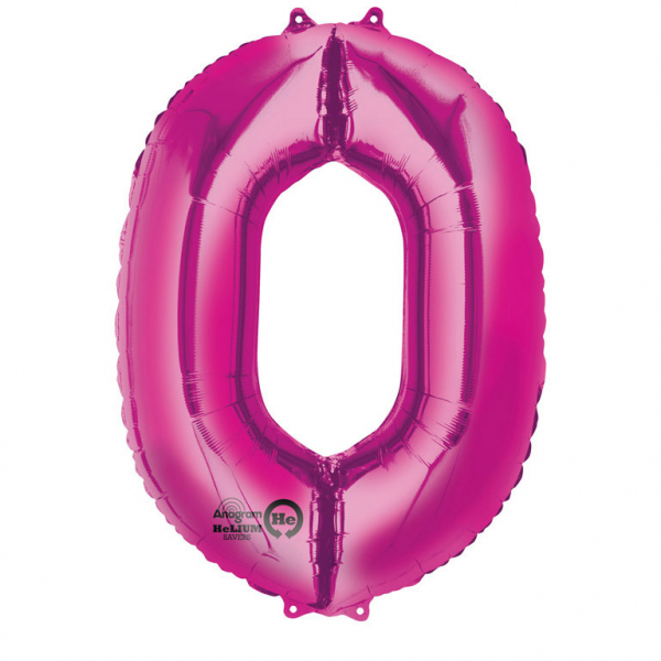 Grote folie ballon cijfer 0 (86cm) - Magenta