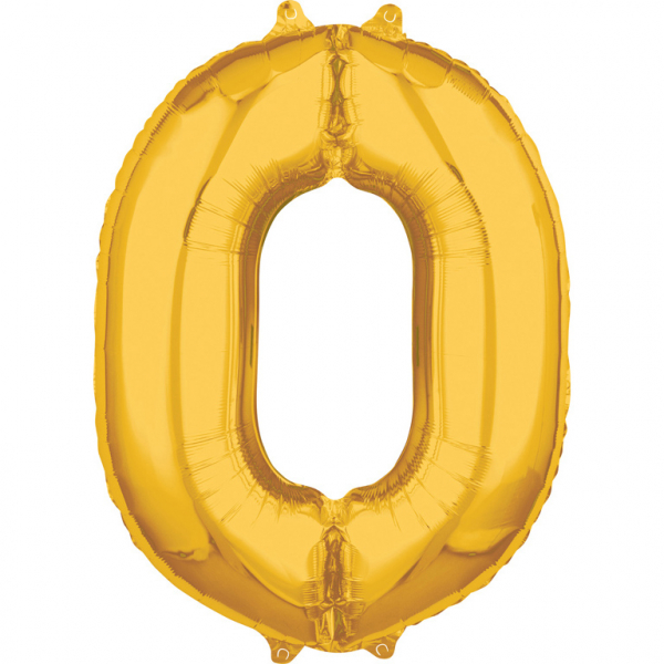 Kleine folie cijfer ballon 0 (66cm) - Goud