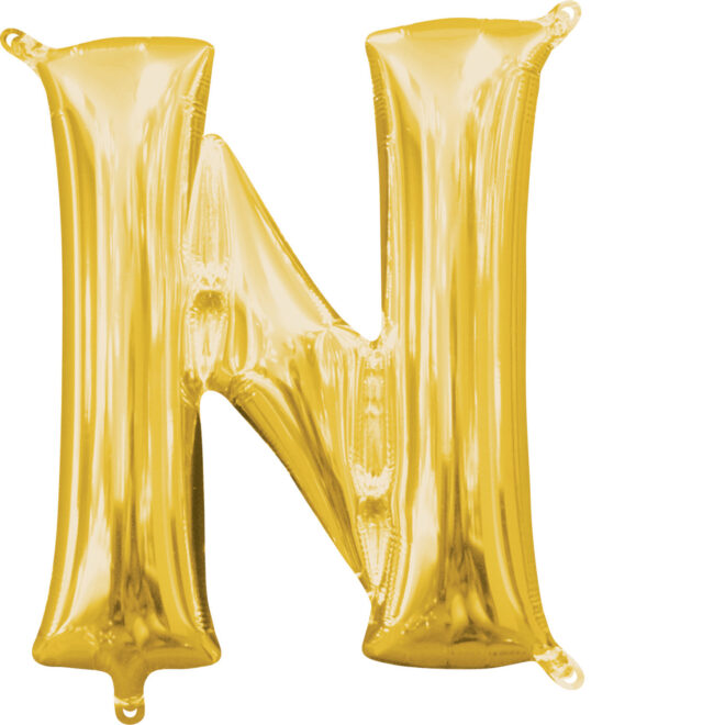 Mini folie ballon letter N (35cm) - goud