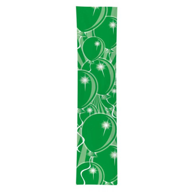 Groen spandoek met ballonnen opdruk van 3 meter bij 60 centimeter