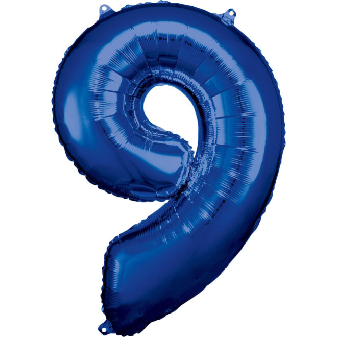 Grote folie ballon cijfer 9 (86cm) - Blauw