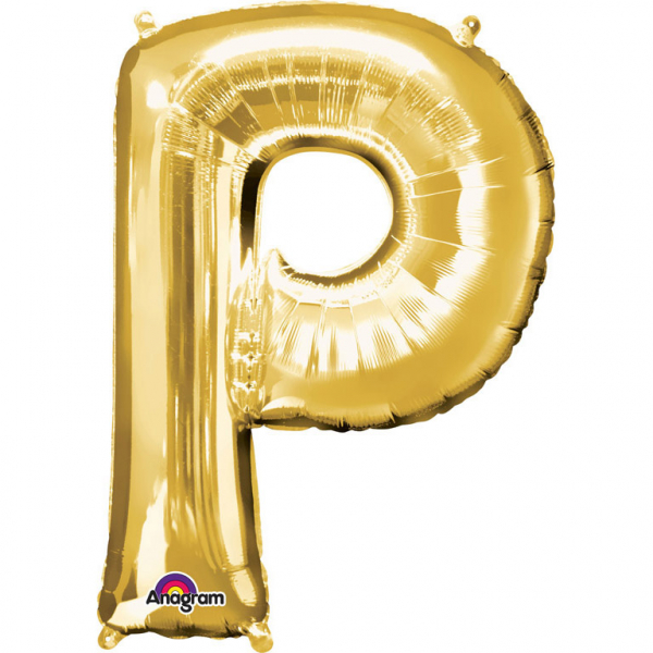 Grote folie ballon letter P - Goud