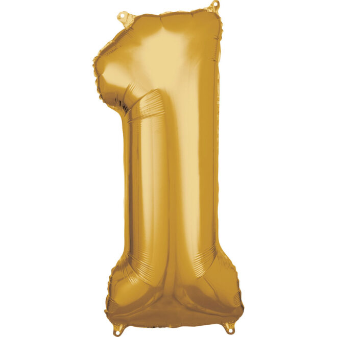 Grote folie ballon cijfer 1 (86cm) - Goud