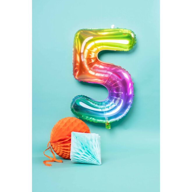 Folieballon Yummy Gummy Rainbow - Cijfer 5