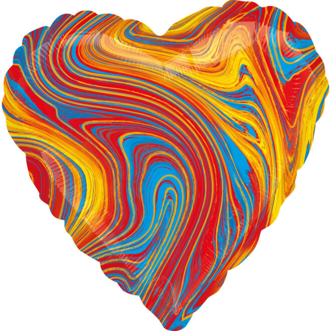 Marblez folieballon hart (43cm) - Assorti kleuren