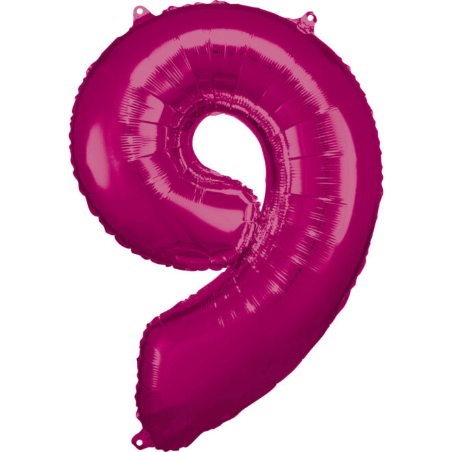 Grote folie ballon cijfer 9 (86cm) - Roze