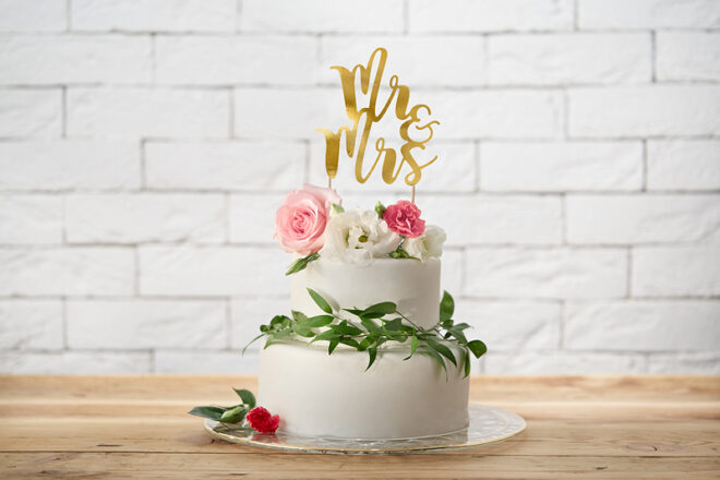 Cake Topper Mr & Mrs goud