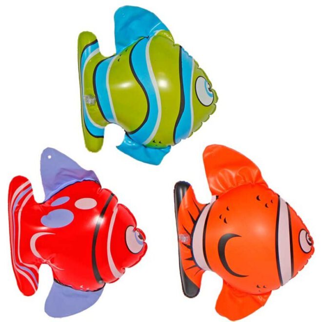 Drie opblaasbare tropische vissen van 16 centimeter breed en 20 centimeter hoog