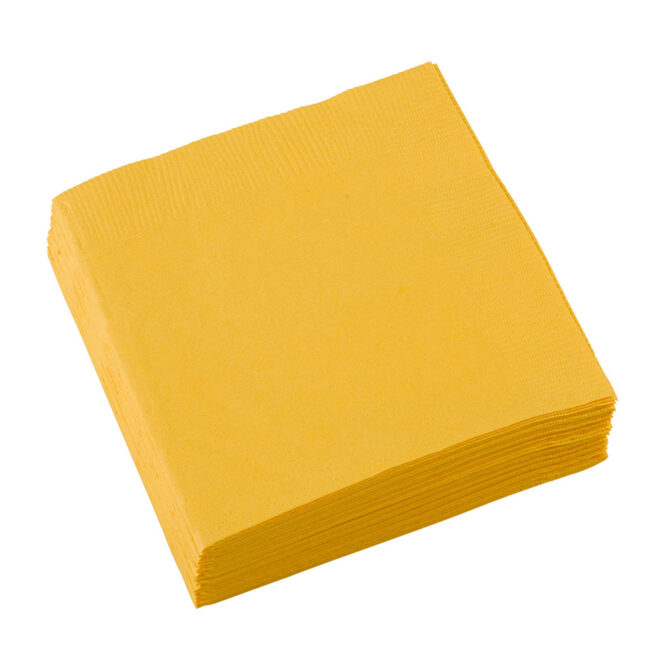 Servetten geel 25 cm. Beverage napkins sunshine yellow