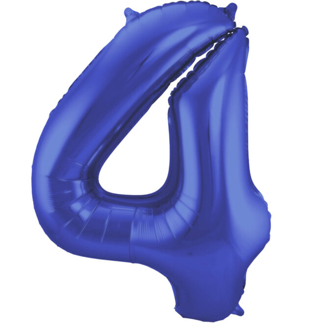 Grote folie ballon cijfer 4 (86cm) - Mat Blauw