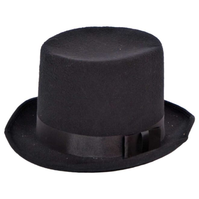 Klassieke zwarte hoge hoed met strik