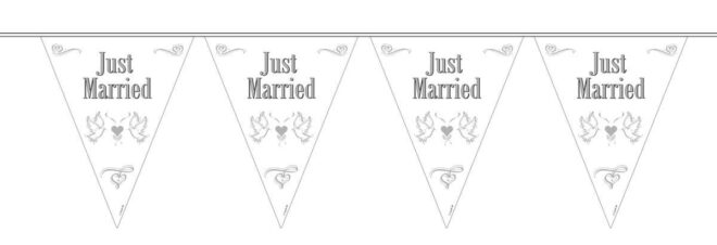 Witte Just Married vlaggenlijn (10m)