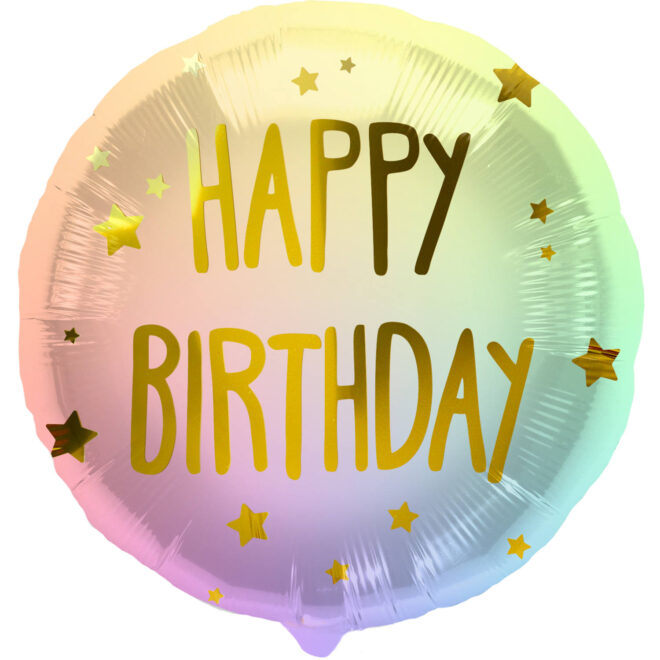 Happy Birthday pastelkleuren folieballon (45cm)