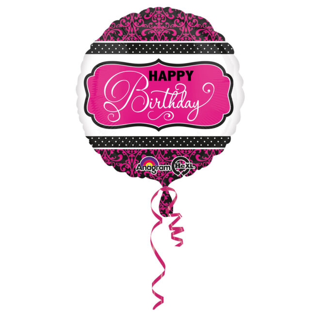 Roze happy birthday folieballon (43cm)