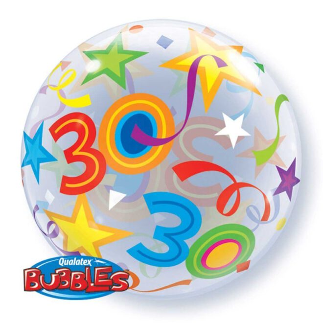 Vrolijke 30 jaar bubbleballon (56cm)