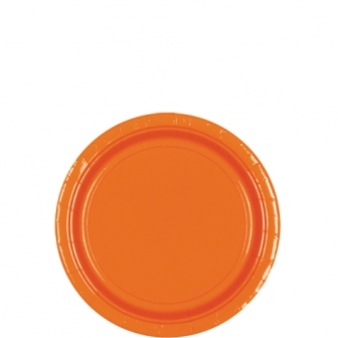 Papieren borden 18 cm oranje – 8 stuks