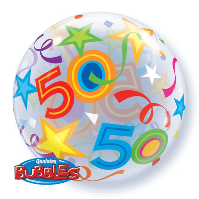 Vrolijke 50 jaar bubbleballon (56cm)