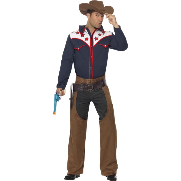 Rodeo Cowboy Kostuum met blouse, chaps hoed - Feesthuis
