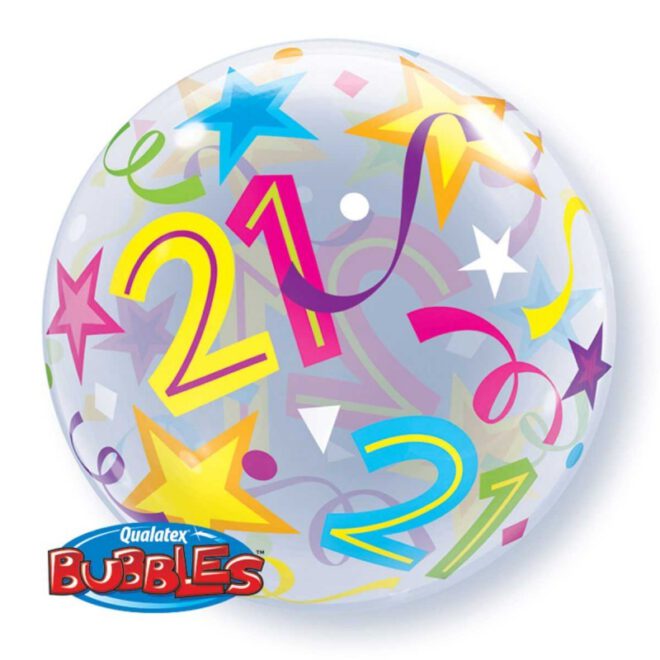 Vrolijke 21 jaar bubbleballon (56cm)