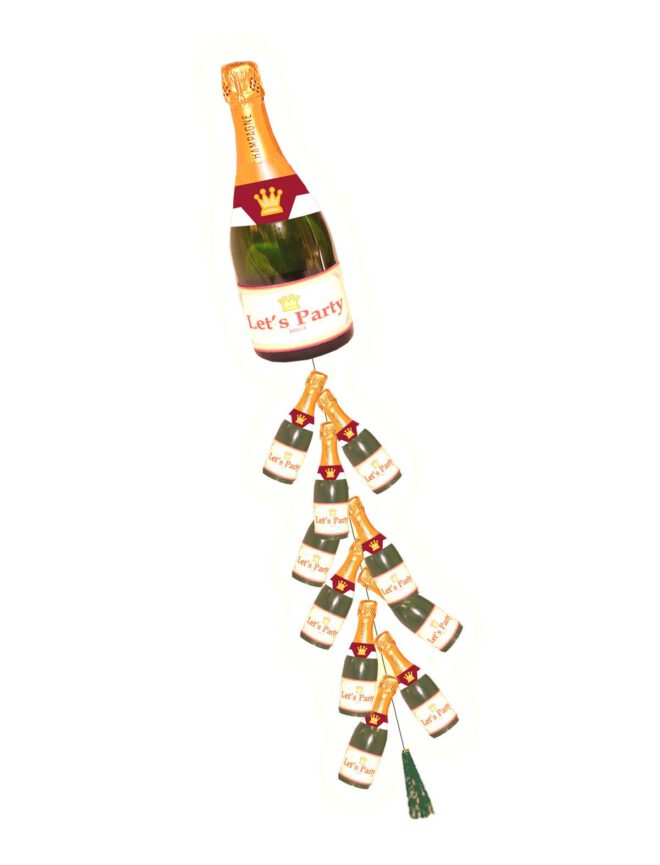 Champagnefles met knalgeluid - 120cm