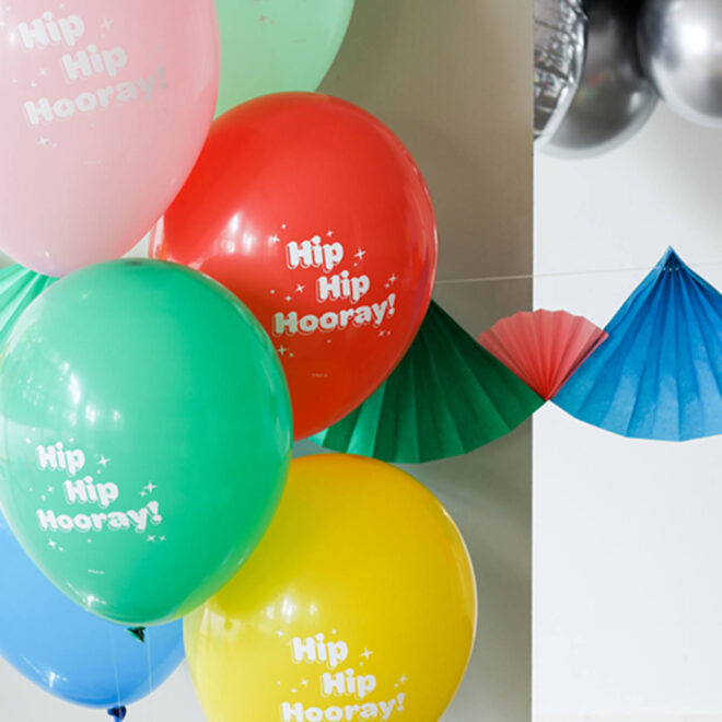 Retro ballonnen (33cm, 6 stuks) - Hip Hip Hooray!
