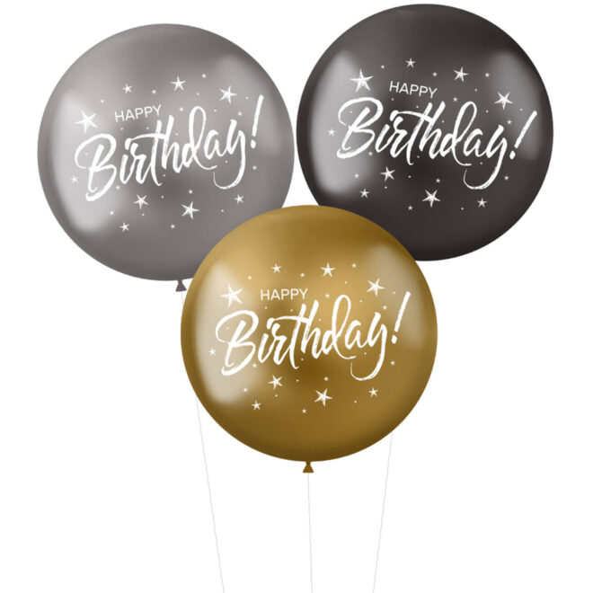 Electrum XL ballonnen (48cm, 3 stuks) - Happy Birthday!