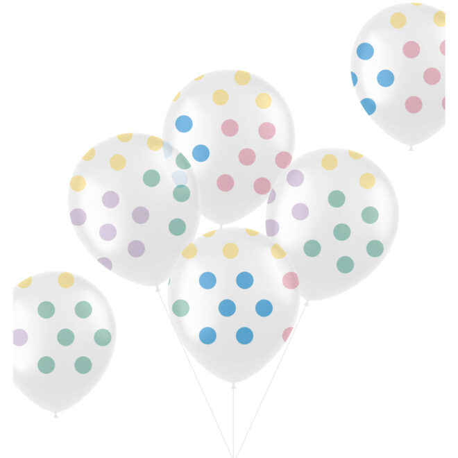 Pastel ballonnen (33cm, 6 stuks) - Stippen